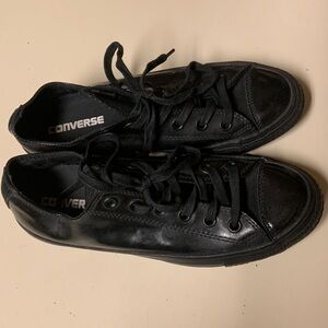 Converse Chuck Taylor All Star Sneaker Glossy Gunmetal blaxk leather Low Top 8